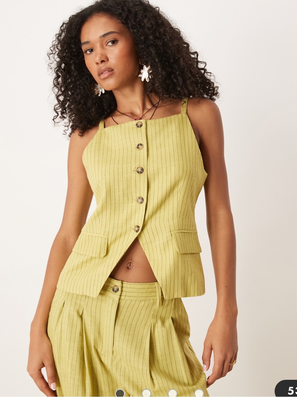 MNG - Mango high neck waistcoat co-ord in yellow stripe